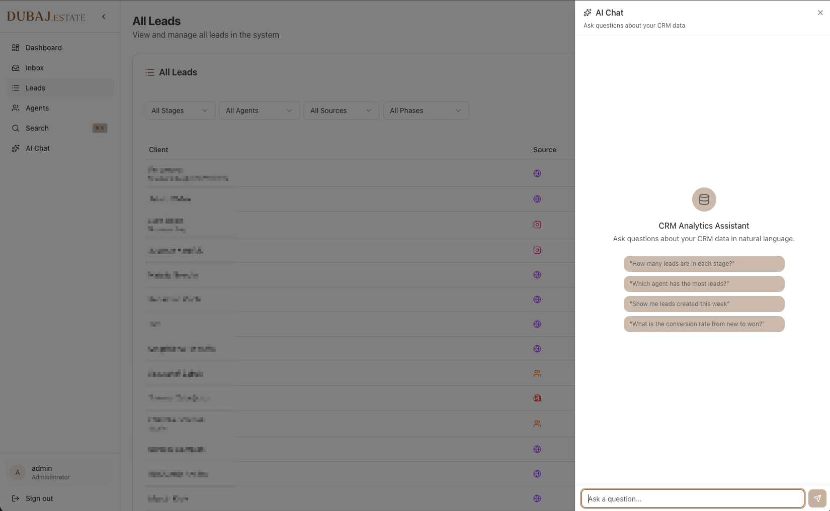 Dubaj.Estate, CRM z asystentem AI
